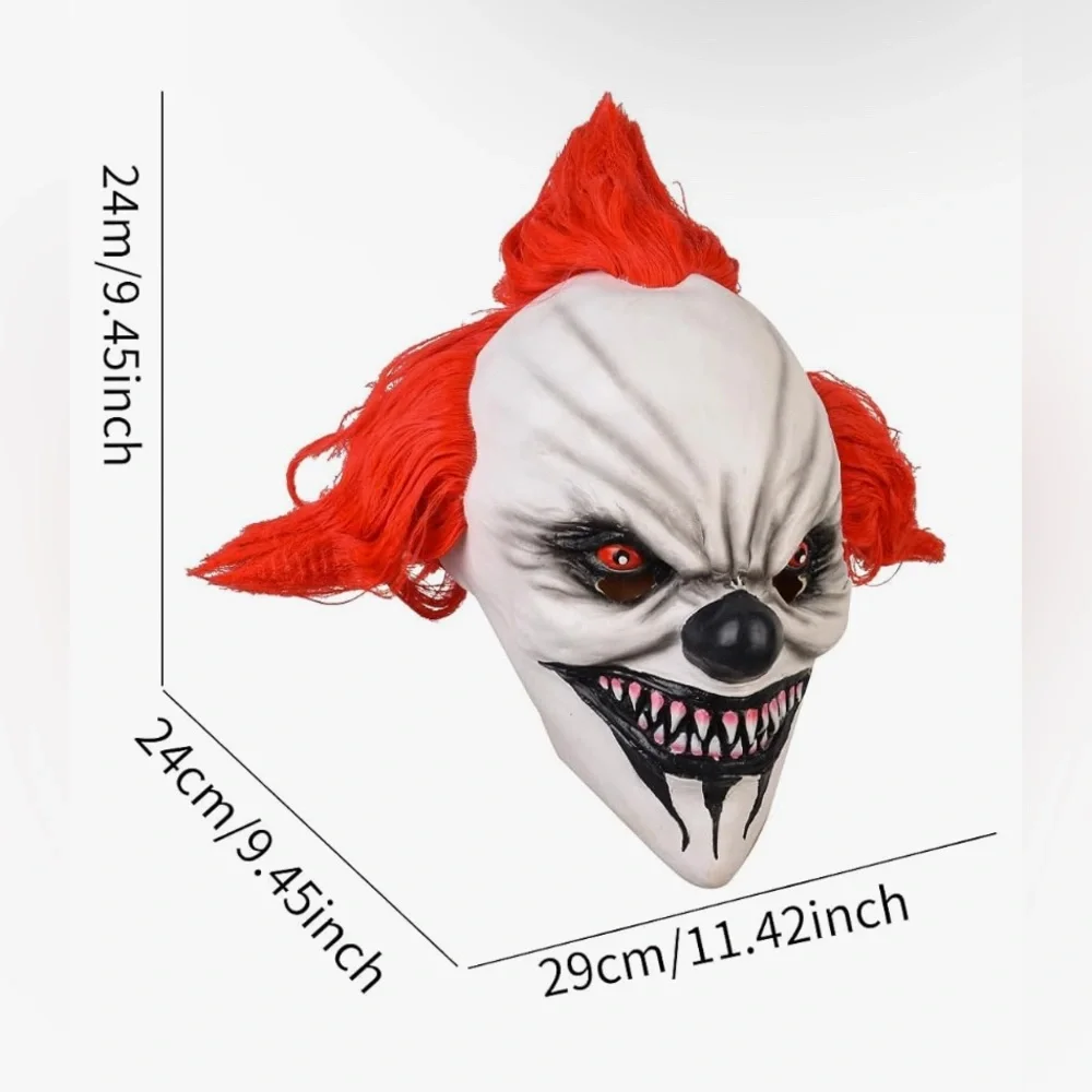 Halloween Scary Clown Mask, Realistic Horror Mask for Adults Men Cosplay Costume